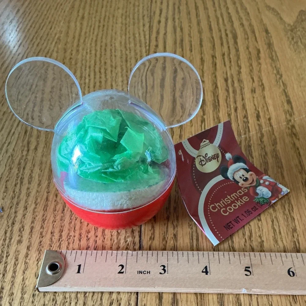 VTG Disney Mickey Mouse Ear Shaped Plastic Cookie Container Red Clear 431507 NWT